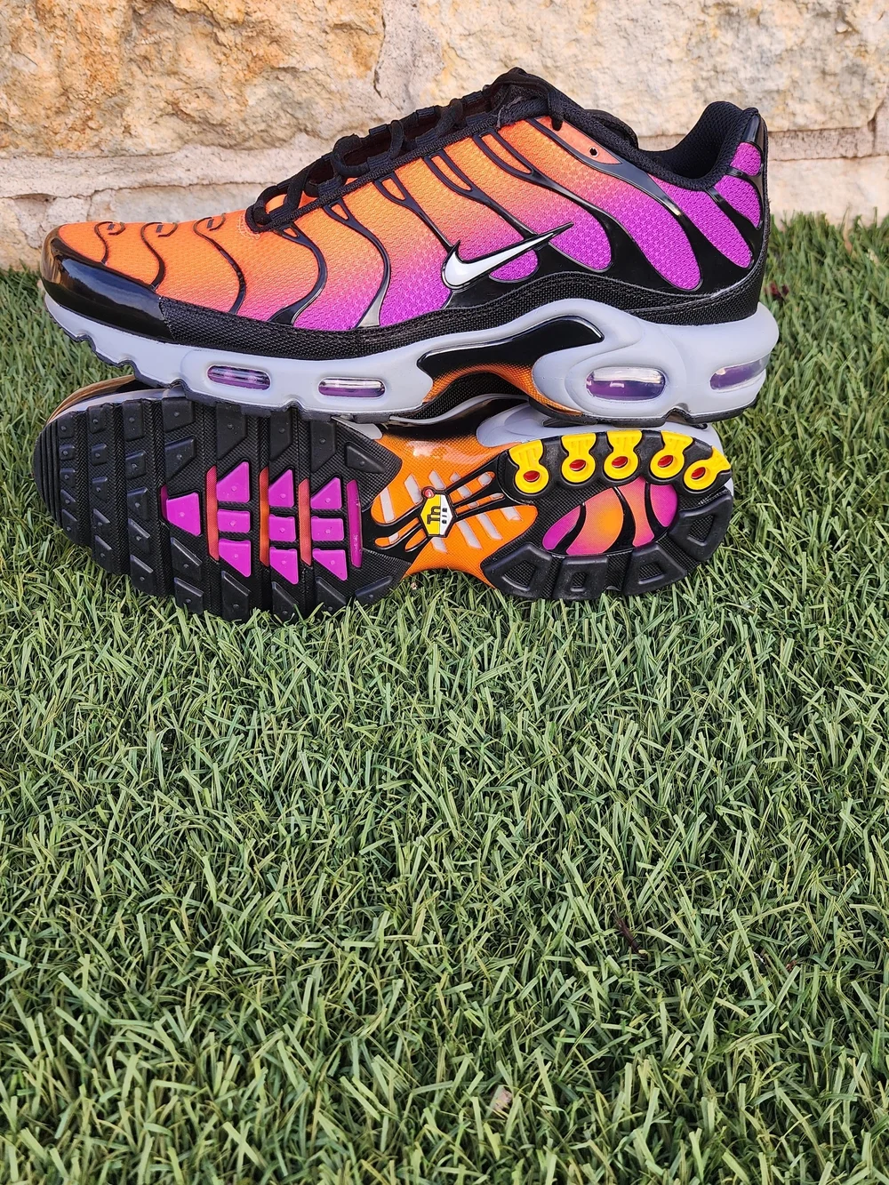 Nike Air Max Plus TN Gradient Flame Running Shoes - Purple Orange Pink Yellow - Picture 6 of 8